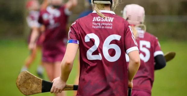 Galway Camogie Jersey Displaying Jigsaw Logo